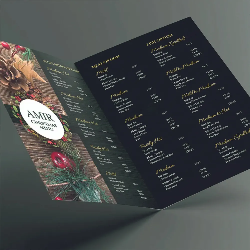 Printed Creased Menus