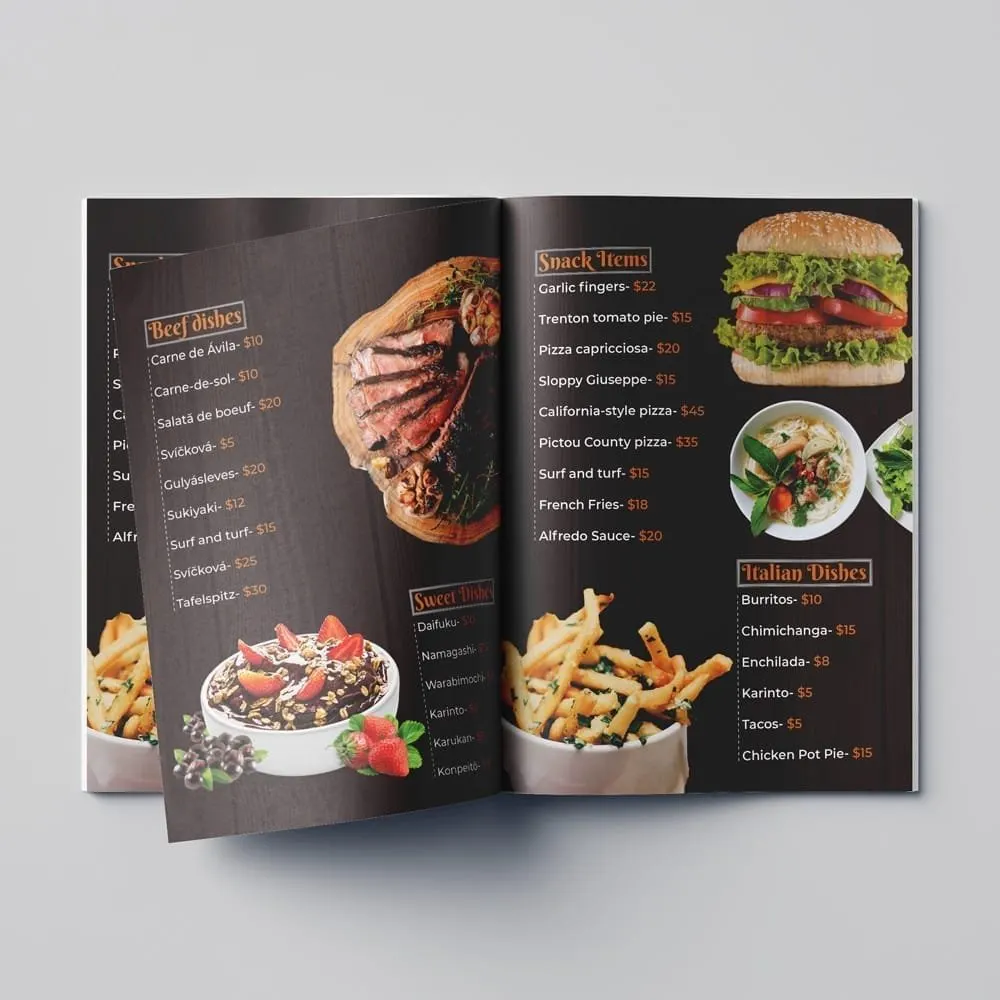 Stapled Booklet Menus